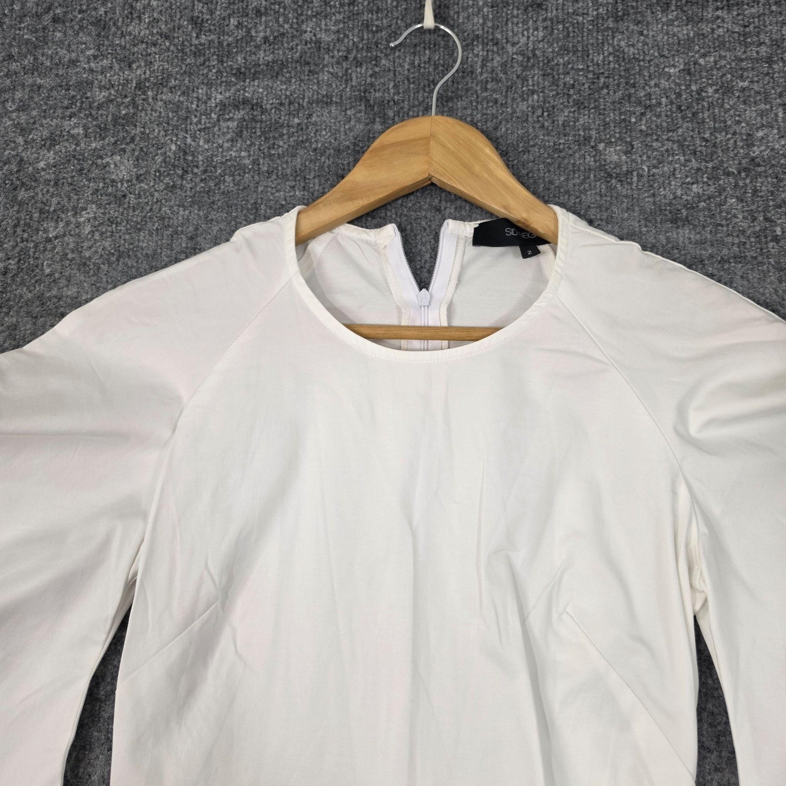 Sid Neigum Blouse 2 White Bell Sleeve Peplum Minimalist Elegant Chic Statement — image 2 of 8